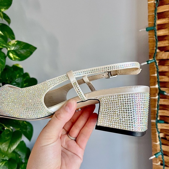 Sam Edelman Tarra Glitz Slip-On Slingback Pumps Crystal Embellishment - Picture 11 of 13